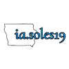Outline of the state of Iowa with 'ia soles19' text on a gray background